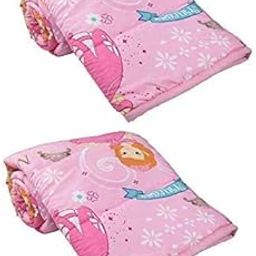 WONDERLOOK Princess Cartoon Kids Design Print Microfiber Single Bed Reversible AC Blanket | Dohar | Quilt | Comforter | Duvet Set of 2 Pcs (Miss Minnie) Pink (Priness)-image-35