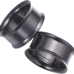 3nh 2Pcs Stainless Steel Ear Tunnels Plugs Screw Ear stretchers Double Flared Ear expanders (Black, 20mm)-image-56