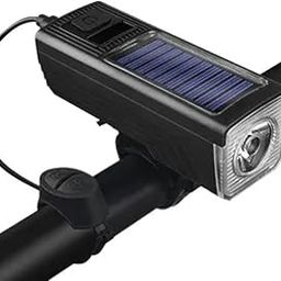 Dark Horse® Solar Energy Bicycle Light, USB Rechargeable Power Display 2000 mAh 4 Modes 300 LM 130 Db Speaker New Model Cycle Light Horn, Black-6