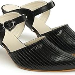 Women's Pointed Toe Buckled Block Heel Mules-image-97