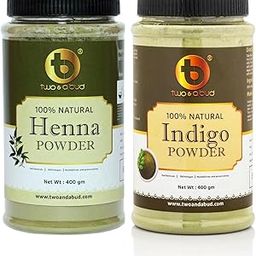 Two & A Bud 100% Natural Henna & Indigo Powder Combo for Hair (400g Each) Herbal Hair Color, Chemical-Free, Vegan, Organic Dye for Grey Coverage, Conditioning & Hair Growth Men & Women-29