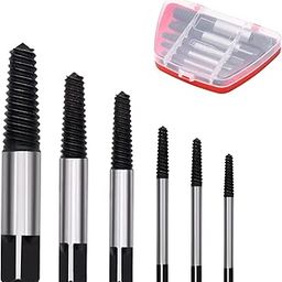 UPTODATETOOLS 6Pcs Damaged Screw Extractor Set Chrome Vanadium Steel Damaged Bolt Screw Extractor Remover Broken Bolt Stripped Screw Extractor Kit-17
