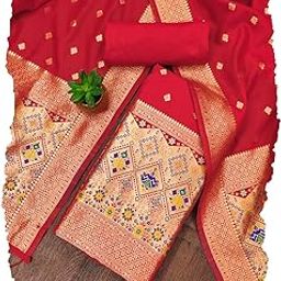 Women's Banarasi Patola Silk Unstitched Salwar Suit Dress Material With Dupatta-image-5