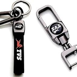 Mistazzo TVS Leather Strap Keychain And Metal Hook Keyring Pack Of 2 Keychains-image-58