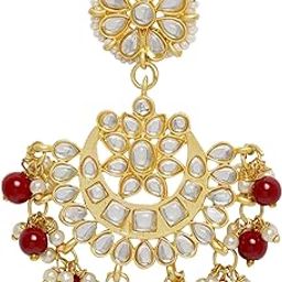 peora Matte Gold Finish Maang Tikka with Kundan & Pearl for Women-picture-25