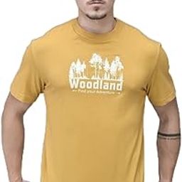 Men’s Mustard Printed Regular Fit Round Neck T-Shirt – Soft Organic Cotton Casual Tee with Forest Graphic, Comfortable Sustainable Summer Top for Men-image-2