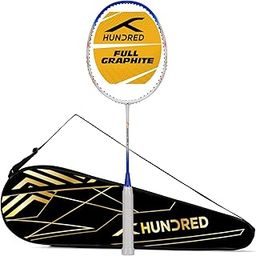 HUNDRED Graphite Powertek 1000 Jr Badminton Racket with Full Cover (90G, White/Blue)-image-30