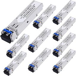 10 Pack 1.25G SFP LC Module 1000Base-LX (SMF,1310nm,20km,DDM) Single-Mode Transceiver for Cisco GLC-LH-SMD,Ubiquiti UniFi,Meraki MA-SFP-1GB-LX10,Fortinet,Mikrotik,TP-Link,Netgear,TL-SM311LS,D-Link-10