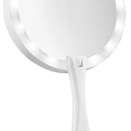 MICRONE Double-Sided LED 10X Magnifying Makeup Mirror Large Lighted II Laminated Foldable Vanity Mirror Travel Desktop Light - Multicolor, Framed, Floor Mount, Round-33