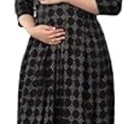 Maternity Pure Cotton Printed Gown for Women Feeding Anarkali Kurti (Pre and Post Pregnancy Wear)-image-95