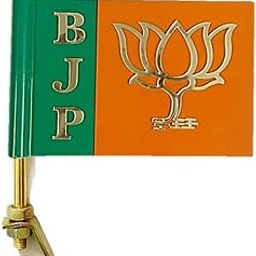 Aluminium 3D Flag Bharatiya Janata Party with Golden Metal Rod Suitable for All Car Models-picture-29