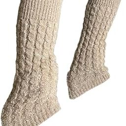 THE STYLE SUTRA Ice Skating Leg Warmers High Footless for Women Over The Boot Workout Beige-47