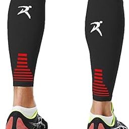 Calf Compression Sleeves Men Women Shin Splints Running (Pair Black) (M)-picture-42