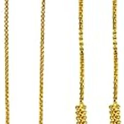Champaswaralu CZ Diamond Traditional Gold Long Bridal Wedding Ear Chain Combo kaan chain jewellery for Women & Girls-image-30