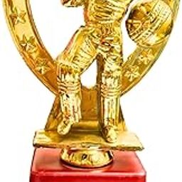 Cricket Player Trophy, Gold-Plated Figure, Premium Fiber Red Base, Sports Award, Logo Printing, Writings & Customisation Available, Best Batsman, Best Bowler & Man of The Match (Set of 1)-image-24