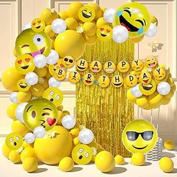 Party Propz Smiley Balloons For Birthday Decoration- Pack Of 38 Pcs,Smiley Birthday Theme For Kids Emoji Theme Birthday Decoration Kit Happy Birthday Banner(Cardstock)Birthday Decoration Items,Yellow-17