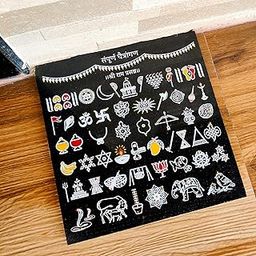 Chaitrangan Rangoli on Granite Tiles with Sampurna 50 Shubh Chinh 12 X 12 inch, Traditional Printed Vastu Items for Home Decor, Pooja Mandir, Door Entrance| Ready-to-Use & Low Maintenance-image-77