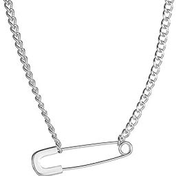 Gold Safety Pin Necklace for Women, Delicate Safety Pin Pendant Necklace, Minimalist Silver Necklace, Safety Link Chain, Hip Hop, Punk Rock, Jewelry-image-10