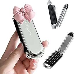 MAYCREATE® Mini Hair Brush with Mirror, Travel Hair Comb for Women, Pocket Foldable Hair Brush with Mirror for Purse, Cute Bow Hair Combs for Kids Girls-15