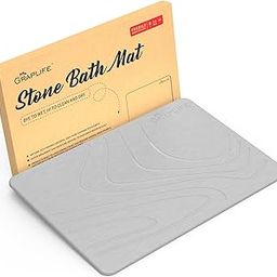Graplife Stone Bath Mat Non-Slip Fast-Drying Mat for Kitchen Counter Tub & Bathroom Floor Super Absorbent Diatomaceous Earth Shower Mat - Elegant Home Decor & Modern Accessories -Light Gray 23.5x15-22