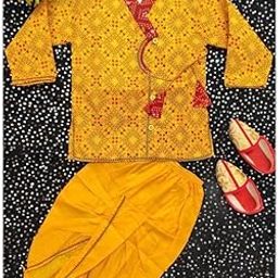 Boys' Ethnic Wear Ethnic Kurta & Dhoti Pants Set, Krishna Dress for Kids, janmashtami Dress for Baby boy, Boys Dhoti Kurta Set Kids wear ..|Style - 4185apperals for Kids-image-2