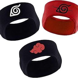 Pack of 3 Anime Ninja Symbol Double-Sided Fleece Earprotector Headband Black & Red Color-8