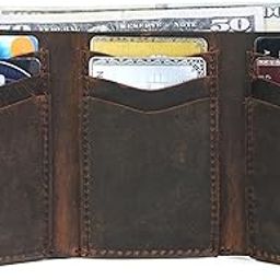 Genuine Leather Tri-Fold Wallet for Men – Dark Brown-image-83