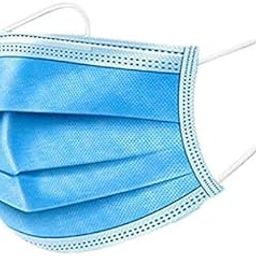 GIRIRAJ MART 3-Ply Nonwoven Fabric Unisex Disposable Mask with Meltblown Fabric Filter Without Valve - Blue, Set of 100.-21