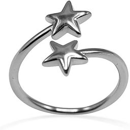 Silver Twin Star Ring for Women & Girls | Lightweight | Anti Tarnish | Aesthetic Jewelry | Accessories for Everyday Wear |-image-22