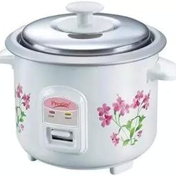 Prestige PRWO 0.6 L Electric Rice Cooker with 2 cooking pans|Detachable power cord|Durable body|Cool touch handles|White| Raw capacity-0.3L|Cooked capacity-0.6 L|Cooks for a family of 1 to 2 members-15