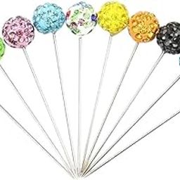 New 12 Set of Lovely Diamante Hijab Pin Clips Brooches Scarf Shawl Pins Brooch (Multicolor)-image-48