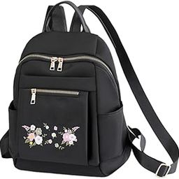 Stylish Floral Backpack for Women & Girls | Lightweight School, College & Travel Bag with Embroidery | Waterproof Casual Daypack with Side Pockets & Multiple Compartments (15L)-20