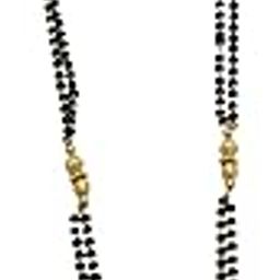 Women's Traditional Brass with Antique Desing Pendant Long Black Beaded Mangalsutra with single chain_B1_128-image-91