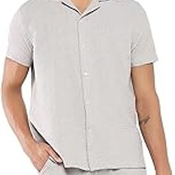 SHOWOFF Men's Grey Solid Cuban Collar Co-Ords Set-Anay-3643_Grey-picture-23