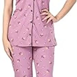 Women's Cotton Lounge Wear and Night Suit Set of Shirt and Pyjama Four Sizes 34,36,38,40-image-44