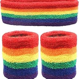 B bangcool 3PCS Sport Sweatband Set Elastic Sport Headband Athletic Headband with Wristband-image-56