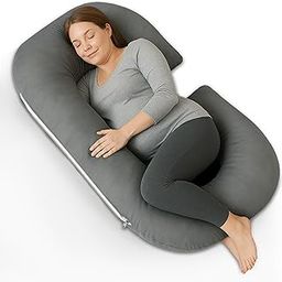 Heart Home Cotton C Shaped Pregnancy Pillow for Women - Support for Back, HIPS, Legs and Belly | Maternity Pillows for Pregnancy Sleeping | Grey-7