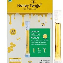 Honey Twigs Lemon Honey | 100% Natural&Pure Honey, 240gms (30 Single Sachets) |Traceabe Source | Zero Additives | Zero Added Sugar | Infused with Natural Lemon Concentrate | For Stronger Immunity-0