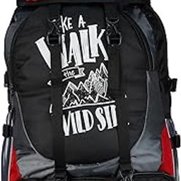 Amazon Basics 55 L Rucksack for Men & Women | Multi-Utility Backpack with Adjustable Straps | For Trekking, Camping, Travel and Outdoor | 32.5 L x 20 W x 55 H cm | Black/Grey/Red-0