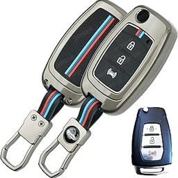 SHOPOFLUX Metal Key Cover Compatible for Mahindra XUV 300 and Alturas G4 Car 3 Button Flip Key (Pack 1)-picture-13