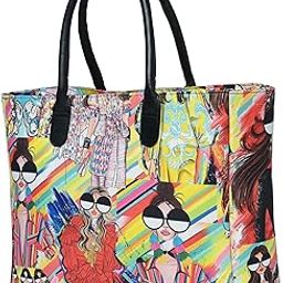 Printed Tote Bag With Leather Handle-picture-50