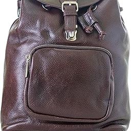 Green Hide Aureo Vintage Style Leather Backpack Adjustable Straps Front Zip Pocket Classic Flap Closure Water Resistant College School Office Bag for Girls Ladies Medium Size-image-1