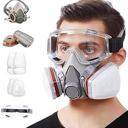 ZUSTPACK Respirator Mask Kit with Anti-Fog Goggle, 6001 Filters & Cotton Filters, Reusable Chemicals Respirator Gas Mask Respirator for Painting, Gas, Dust, Weld, Organic Vapors, Epoxy Resin-picture-12