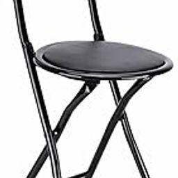 Furniture World Comfortable Folding chair Multi Purpose with Leather Cushion Steel Chair, Black (Design 1)-image-13