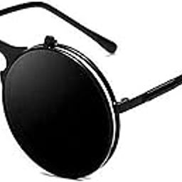 Uv 400 Protected Flip Up Steampunk Retro Vintage Round Unisex UV Protected Sunglasses-8
