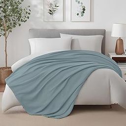 haus & kinder TC 144 100% Cotton Reversible Dohar Single Bed, AC Blanket, Quilt for Summers & Winter, Soft Lightweight Comforter - 58 X 88 Inches, Solid Blue-19