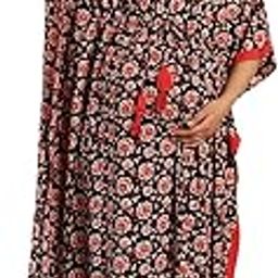 Rayon Floral Black Maternity Kaftan/Free Size/Feeding/Nursing/Zipper/Drawstring/Printed/Full Length-image-63