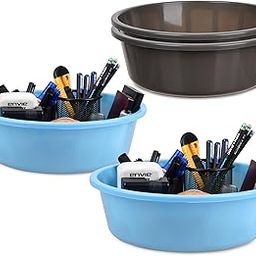 Pack of 4 Desk Organizer | Stationery Organizer | Multipurpose Storage Organizer | Office Supplies for Pen-Pencil-Staplers | Desktop Organizer | 6 LTR | Gray & Sky Blue-image-94
