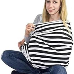 Plus Size Breastfeeding Cover For Mother And Nursing Cover For Breastfeeding Mother, Natural Soft Cotton (Multi Use) (Blackstrip),1 Count-image-84