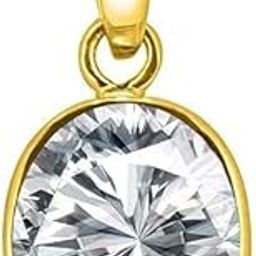 2.25 Ratti 1.00 Carat Natural White Zircon Pendant/Locket American Diamond Zircon Stone Gold Plated Metal Pendant for Men and Women-image-81